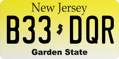 NJ license plate B33DQR