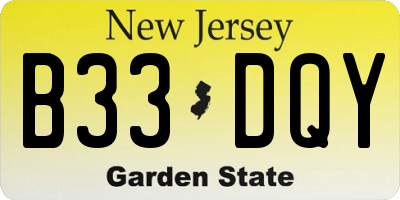 NJ license plate B33DQY