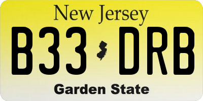NJ license plate B33DRB