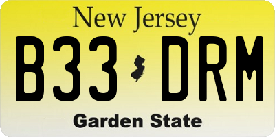 NJ license plate B33DRM