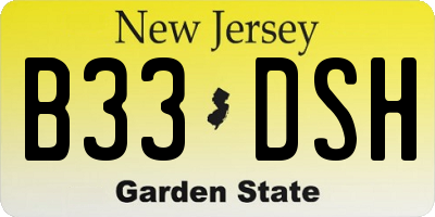 NJ license plate B33DSH