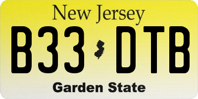 NJ license plate B33DTB