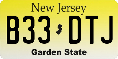 NJ license plate B33DTJ