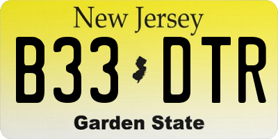 NJ license plate B33DTR