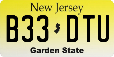 NJ license plate B33DTU