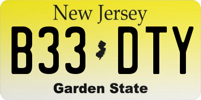 NJ license plate B33DTY