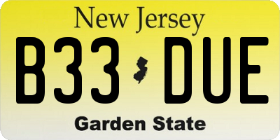 NJ license plate B33DUE