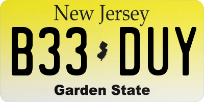 NJ license plate B33DUY