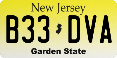NJ license plate B33DVA