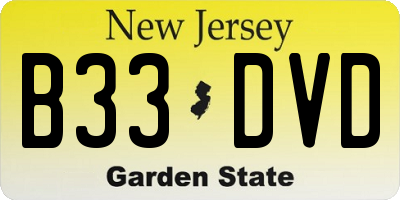 NJ license plate B33DVD