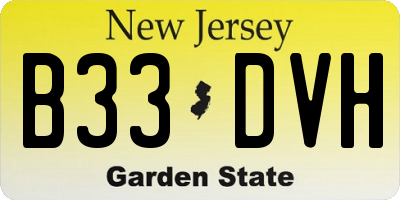NJ license plate B33DVH