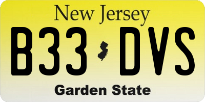 NJ license plate B33DVS