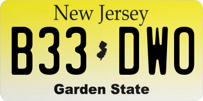 NJ license plate B33DWO