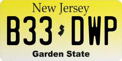 NJ license plate B33DWP