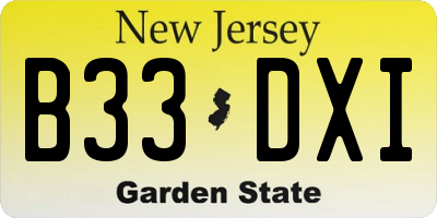 NJ license plate B33DXI