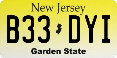 NJ license plate B33DYI