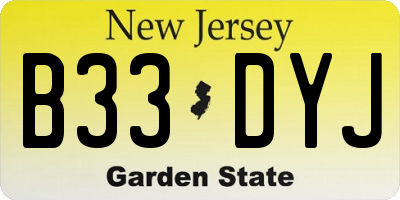 NJ license plate B33DYJ