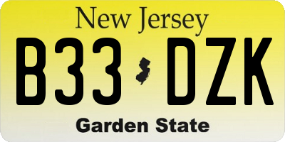 NJ license plate B33DZK