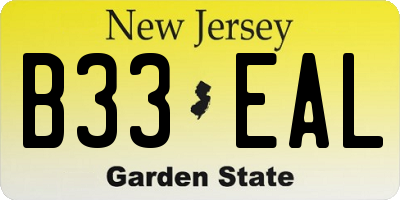 NJ license plate B33EAL