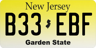 NJ license plate B33EBF