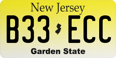 NJ license plate B33ECC