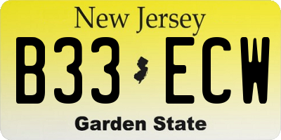 NJ license plate B33ECW
