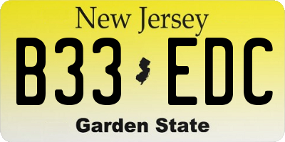 NJ license plate B33EDC