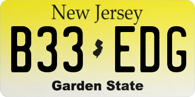 NJ license plate B33EDG