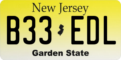 NJ license plate B33EDL