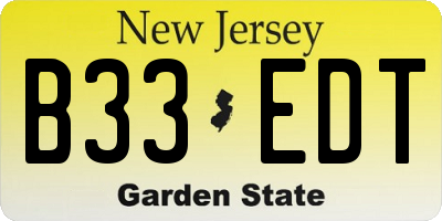 NJ license plate B33EDT