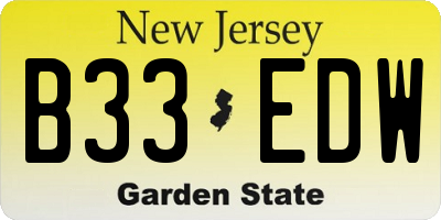 NJ license plate B33EDW