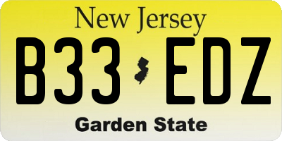 NJ license plate B33EDZ