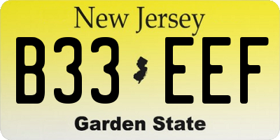 NJ license plate B33EEF