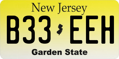 NJ license plate B33EEH