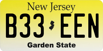 NJ license plate B33EEN