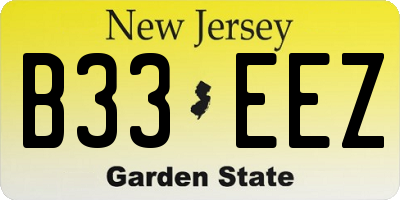 NJ license plate B33EEZ