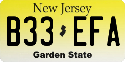 NJ license plate B33EFA