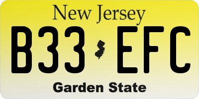 NJ license plate B33EFC