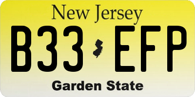 NJ license plate B33EFP