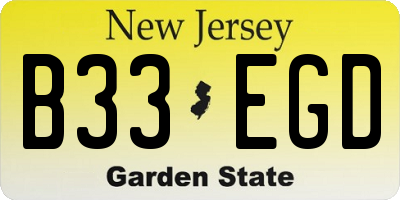 NJ license plate B33EGD