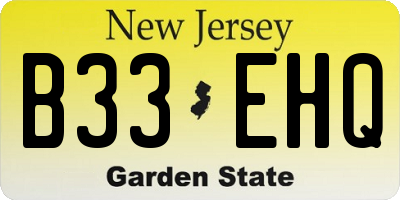 NJ license plate B33EHQ