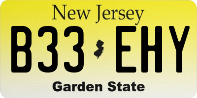 NJ license plate B33EHY