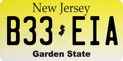 NJ license plate B33EIA