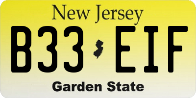 NJ license plate B33EIF