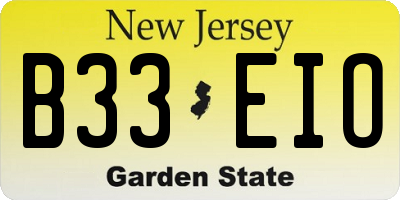 NJ license plate B33EIO
