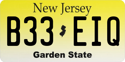 NJ license plate B33EIQ