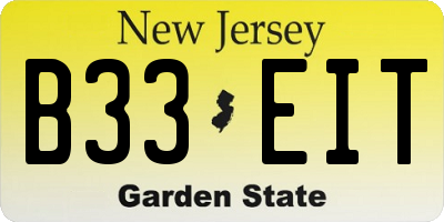 NJ license plate B33EIT