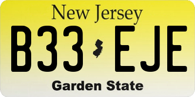NJ license plate B33EJE