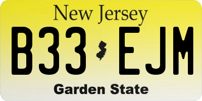 NJ license plate B33EJM