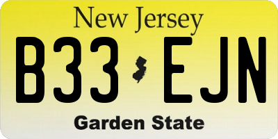 NJ license plate B33EJN